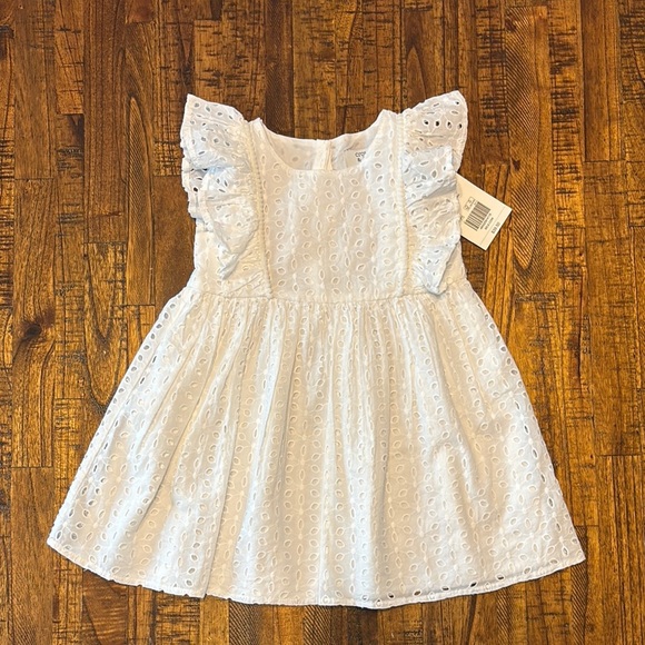 White Eyelet Dress with Ruffle Sleeves - Picture 1 of 6